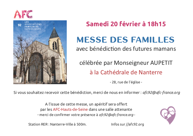 Tract messe des familles bénédiction des futures mères