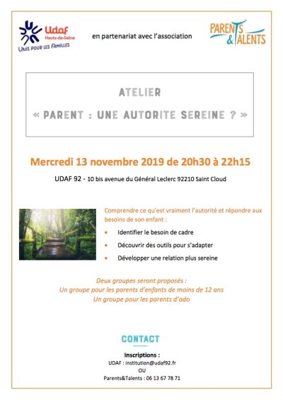 Affiche atelier Autorité sereine