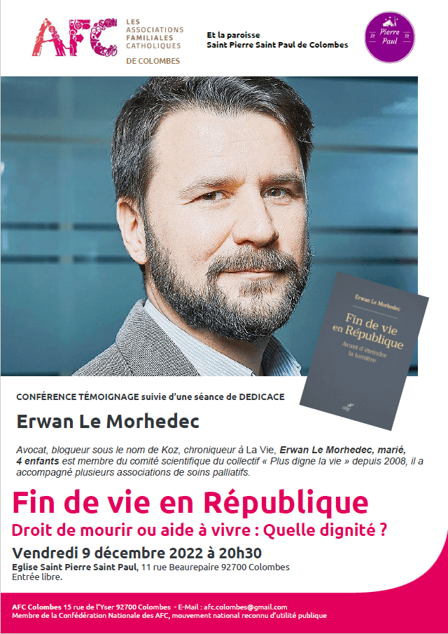 Conférence d&rsquo;Erwan Le Morhedec le 9 décembre à&nbsp;Colombes